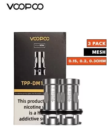 Voopoo TPP Replacement Coils - DM1 - 0.15 Ohm Mesh - Three Pack, DM2 - 0.20 Ohm Mesh - Three Pack