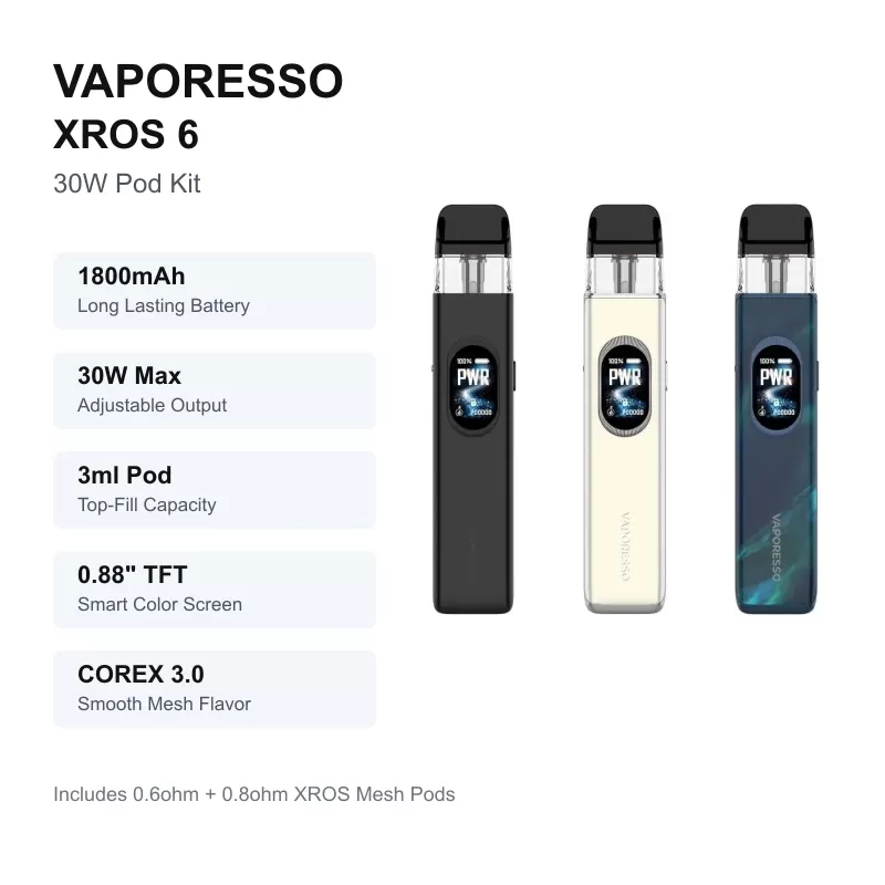 Vaporesso XROS 6 30W Pod Kit - Abyssal Blue, Aurora Blue - Image 2