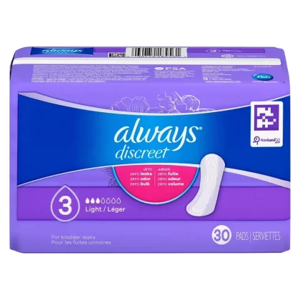 Always Discreet Liners, Light Pad, 30-Pack
