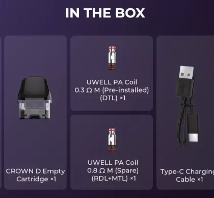 Uwell Crown D Pod Kit - Black - Skullvaping