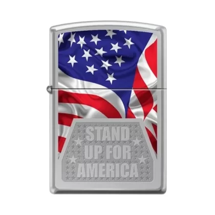 Zippo Lighter – Stand Up For America High Polish Chrome
