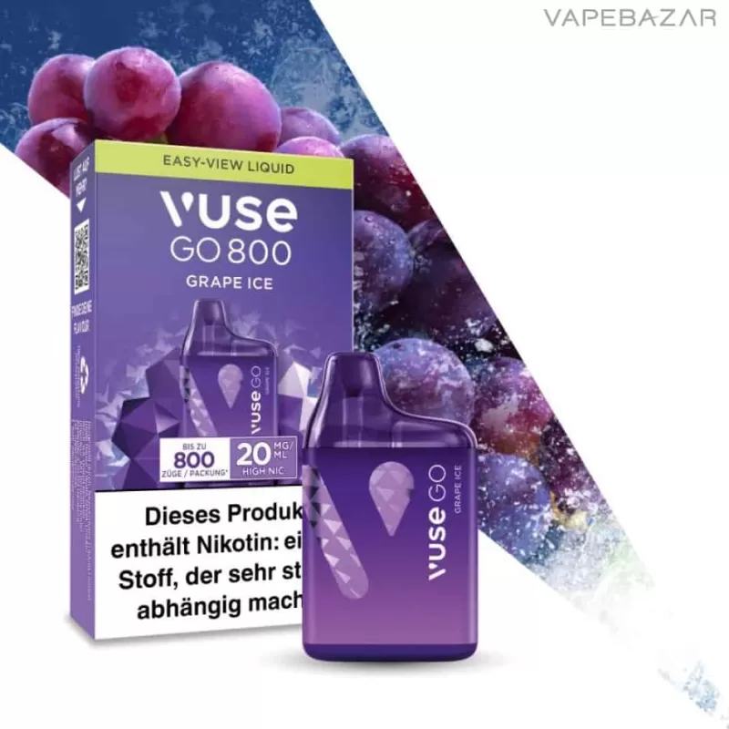 Vuse Go 800 – Grape Ice - Propylenglykol, pflanzliches Glycerin; 20mg/ml (3DB110)