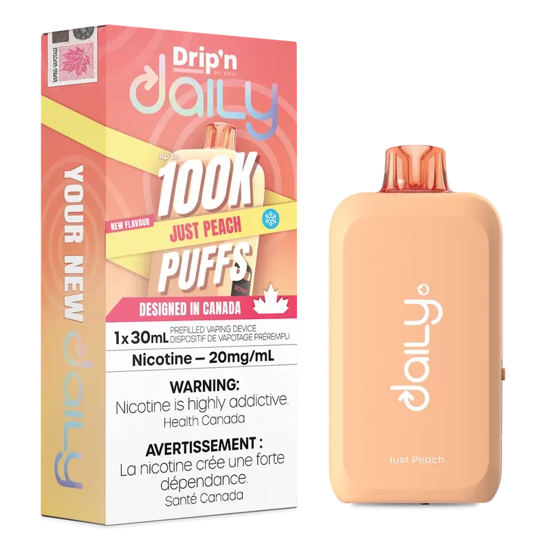 Drip’n Daily Disposable Vape – 100K Puffs – 30mL – Just Peach
