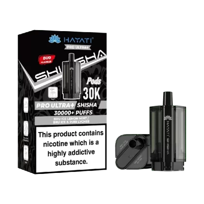 Hayati Pro Ultra Plus Shisha 30000 Prefilled Pods Bru Ice Lemon Mint / Bru Ice & Rubi Lychee