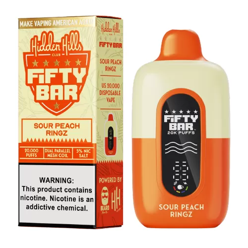 Sour Peach Ringz Hidden Hills X Fifty Bar 20K - Huffvape - Image 2