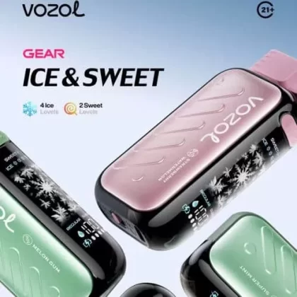 VOZOL GEAR ICE SWEET 50K DISPOSABLE VAPE 50MG - BLUE RAZZ ICE, BLUEBERRY ICE; 50 MG SALT