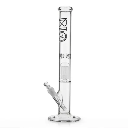 BIO Glass | Single Chamber 10-Arm Tree Perc Straight Water Pipe | 18″ – 14mm – Various Colors