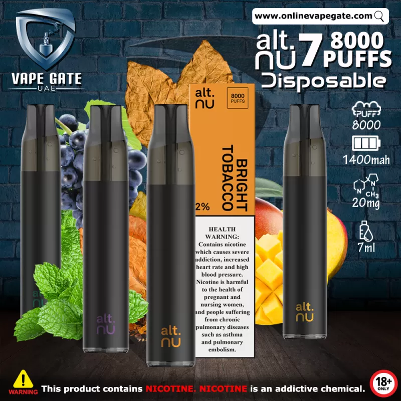 Alt.NU 7 Disposable Vape (8,000 Puffs) - Strawberry Ice / 20 mg