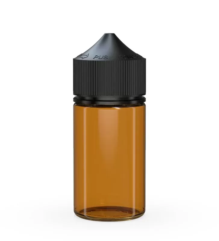 CHUBBY GORILLA | Child Resistant Mini Unicorn PET Dropper Bottles Amber | 60mL – w/ Black Lid – 500 Count