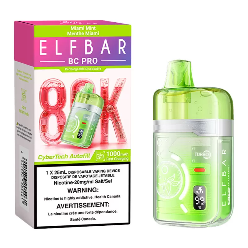 Elf Bar BC Pro 80K Disposable Vape Device - Miami Mint 25ml - 20mg/ml