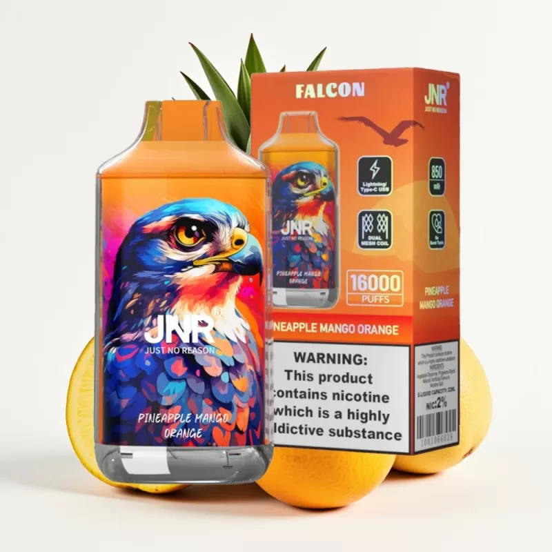 JNR Falcon 16000 Puffs Piña Mango Naranja 22ml 850mAh Tipo C LED - Image 2
