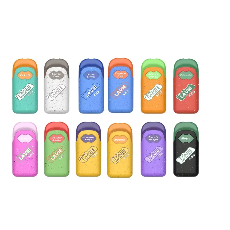 Original Lavie Kiss 8000 Puffs Disposable Vape, Mesh Coil, Rechargeable 400mAh, 12ml E-liquid, 2%/5% Salt Nicotine, Type-C Charging, 12 Flavors ( Worldwide)