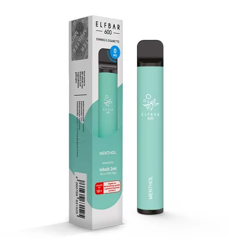 ELF BAR – Menthol Nikotinfrei - Elf Bar / Menthol / Propylenglykol / Aromastoffe / Glycerin / Nikotinfrei / 550 mAh / ca. 600