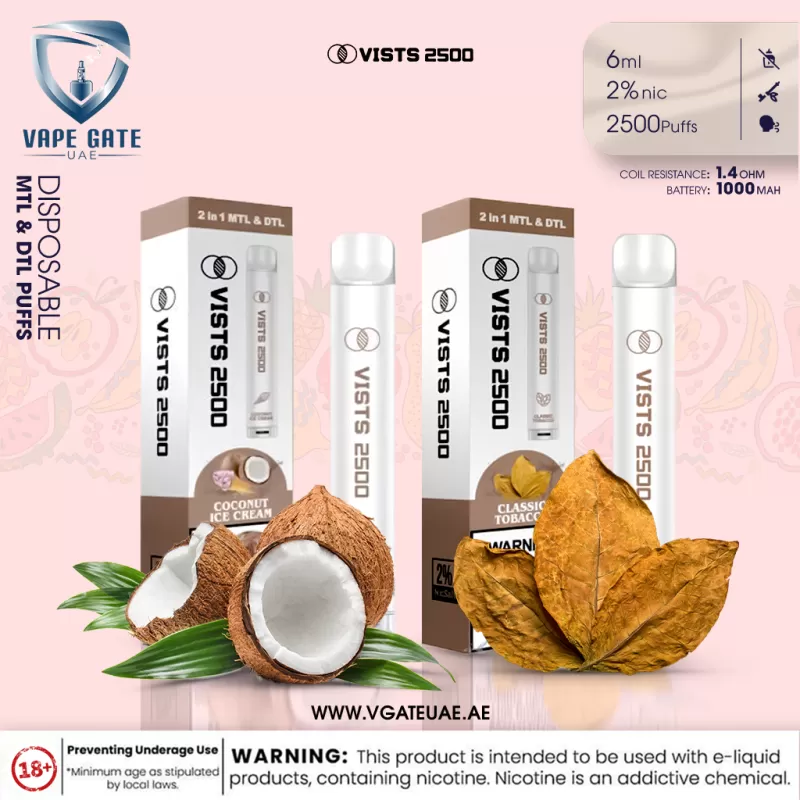 Vists 2500 – Disposable (20MG - MTL & DTL Puffs) - Tobacco Melon