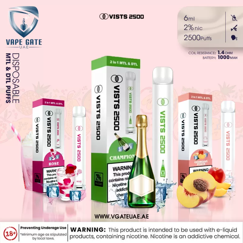 Vists 2500 – Disposable (20MG - MTL & DTL Puffs) - Tobacco Melon - Image 2