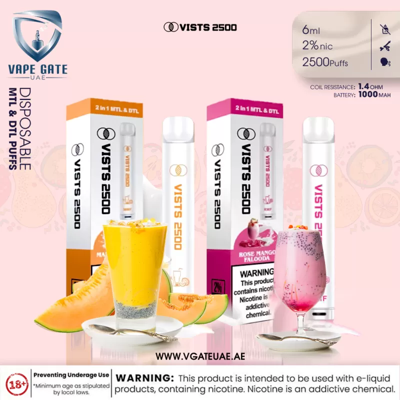 Vists 2500 – Disposable (20MG - MTL & DTL Puffs) - Tobacco Melon - Image 3