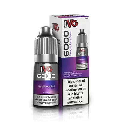 IVG 6000 Berrylicious Blast Nic Salt Vape Juice - Strength 10mg
