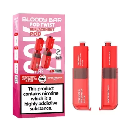 Bloody Bar Pod Twist 20K Prefilled Pod Strawberry Watermelon B-Gum / Watermelon Ice - Nicotine Strength#20mg (BB9E9F)