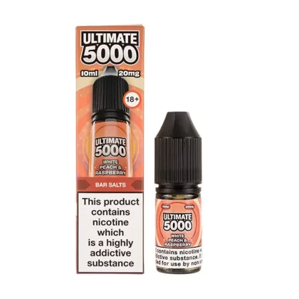 White Peach Raspberry Nic Salt E-Liquid by Ultimate 5000 Bar Salt - 10mg