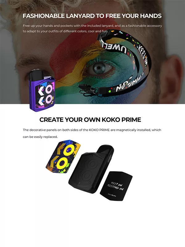 Uwell Caliburn KOKO Prime Pod Kit - Grey - Nykecigs - Image 3