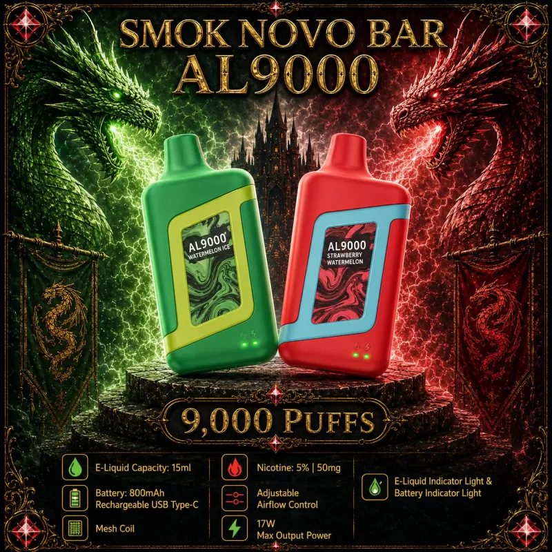 Smok Novo Bar AL9000 - Raspberry Jam (BLK Series) / Peach Mango Watermelon