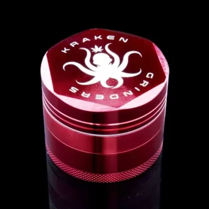 Kraken Grinders – 2.5″ Hex Ridge 4-Piece Grinder with Pollen Screen - Size#2.2 Inches>2.5 Inches~Color#Blue>Light Blue>Pink>Gold>Red>Black