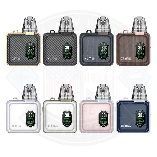 Oxva Xlim SQ Pro Pod Vape - Color#Gold CF>Bronze Wood>Spring White>Gunmetal Wood>Gentle Blue>Black Carbon>Black Leather>Green Leather