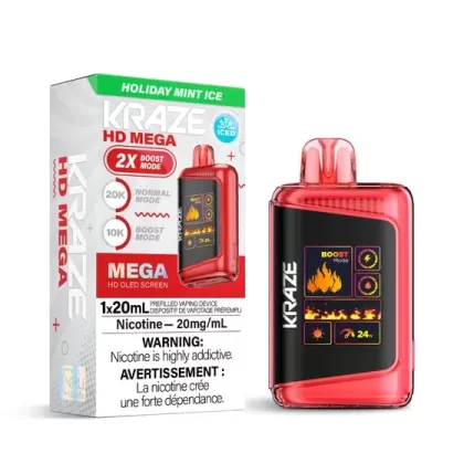 Kraze HD Mega Disposable Vape – 20K Puffs – Holiday Mint Ice
