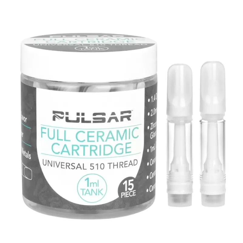 Pulsar Full Ceramic 510 Cartridge Tanks – 1ml Empty Carts for Concentrates - Discountvapepen