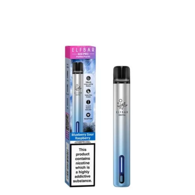 Elf Bar Pro 600 Prefilled Pod Vape Kit - Aurora Cyan (Bluebrry sour raspberry) - Image 3