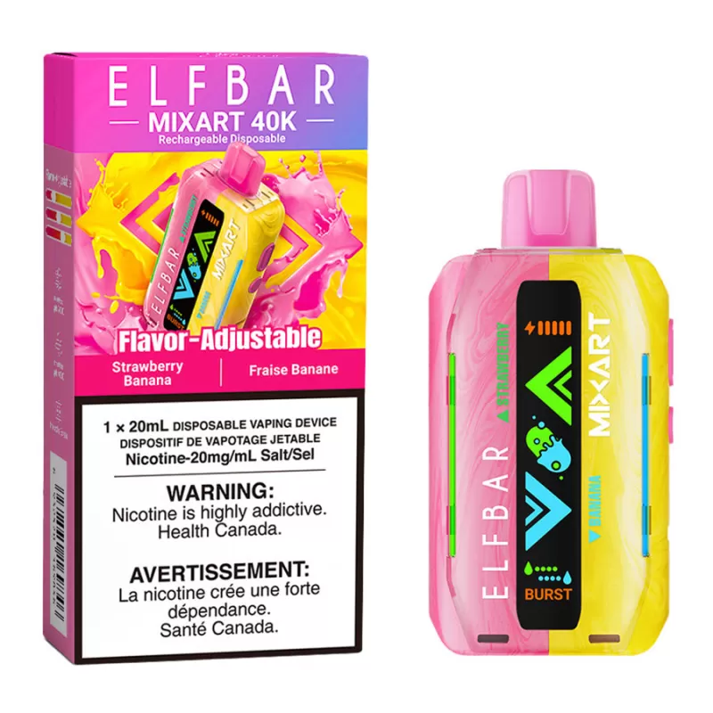 Elf Bar MixArt 40K Disposable Vape Device - Strawberry Banana 20ml - 20mg/ml