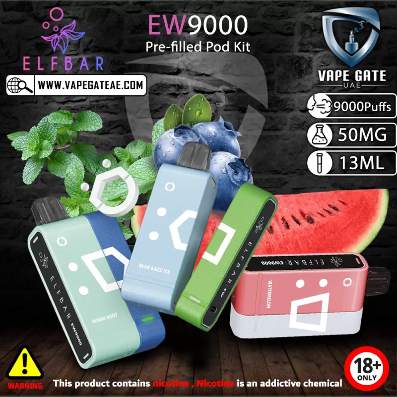 ELF Bar EW9000 Puffs Disposable Pre-filled Pod Kit - Blackberry Cherry Pomegranate - Purple (Device) / 50 mg
