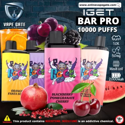 Iget Bar Pro Disposable Pod Device (10,000 PUFFS) - Strawberry Raspberry / 50 mg