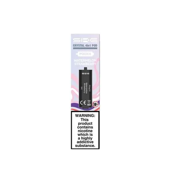 Watermelon Strawberry SKE Crystal 4-in-1 Prefilled Pods – 2400 Puffs, 20mg, 2ml