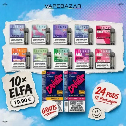ELFA Pods 10er-Pack nach Wahl + 2× Grabit NEX GRATIS (24 Pods) - Vape Store