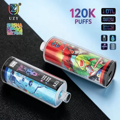 UZY Shisha Hookah King 120000 120K Puffs Smart Screen Original LED Display Disposable DTL Vape Pen - Vapeq10