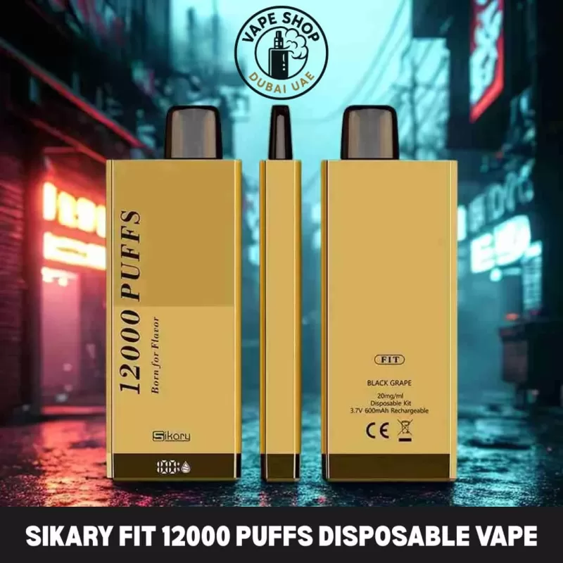 SIKARY FIT 12000 Puffs Disposable Vape 20mg/ml Nicotine In UAE - Vape Product, BOX OF 10 PCS; Black Grape, Blue Razz Ice (FADC72)
