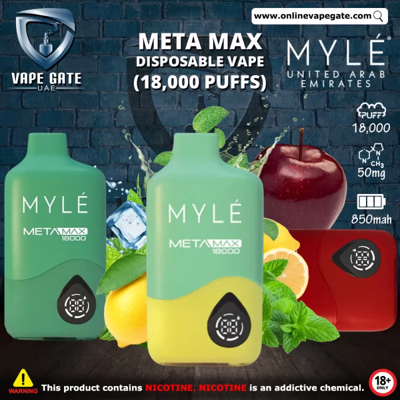 Myle Meta Max Disposable Vape (18,000 Puffs) - Iced Mint / 50 mg
