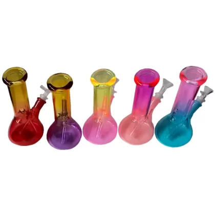 Waterpipe – Small Mixed Multicolour Glass with Beaker Base – H20cm - Vapeys Co Nz