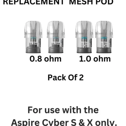 Aspire Cyber S/X Replacement Pods | Pack of 2 | 2ml | 0.8 ohm | 1.0 ohm
