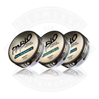Pablo Gold Edition Nicotine Pouch - Flavours#Blueberry Peach Ice>Blue Raspberry>Cola>Dark Cherry>Frosted Ice>Frosted Mint>Grape Ice>Kiwi>Passionfruit>Pear>Pineapple>Strawberry Kiwi>Tropical