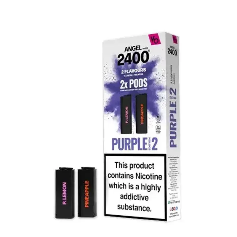 Vapes Bars Angel 2400 Purple Edition 2 Prefilled Pods (2 Pack) - Strength#20mg (0B0879) (0B0879)