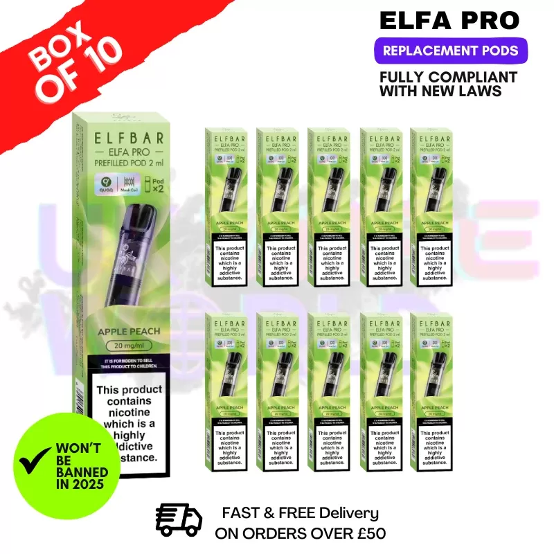Apple Peach Elf Bar Elfa Pro Prefilled Pod Box Of 10