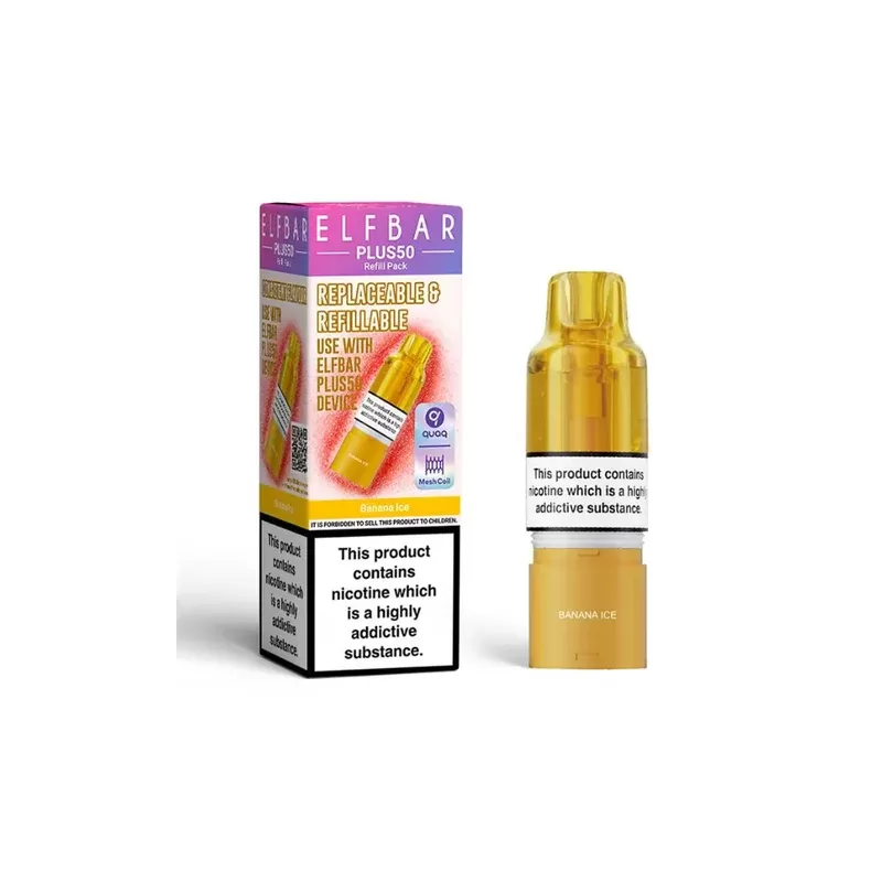 ELF BAR Plus 50 Refill Pack Banana Ice - Strength#20mg