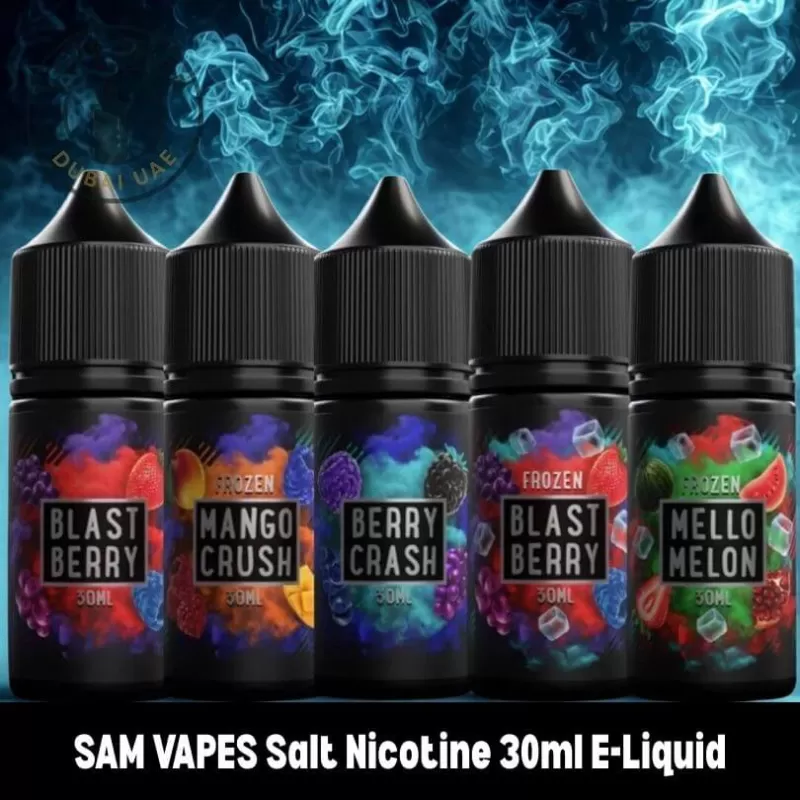 SAM VAPES Salt Nicotine 30ml E-Liquid 30mg & 50mg Vape Juice - Blast Berry, Frozen Blast Berry; Vape Product, Vape Product