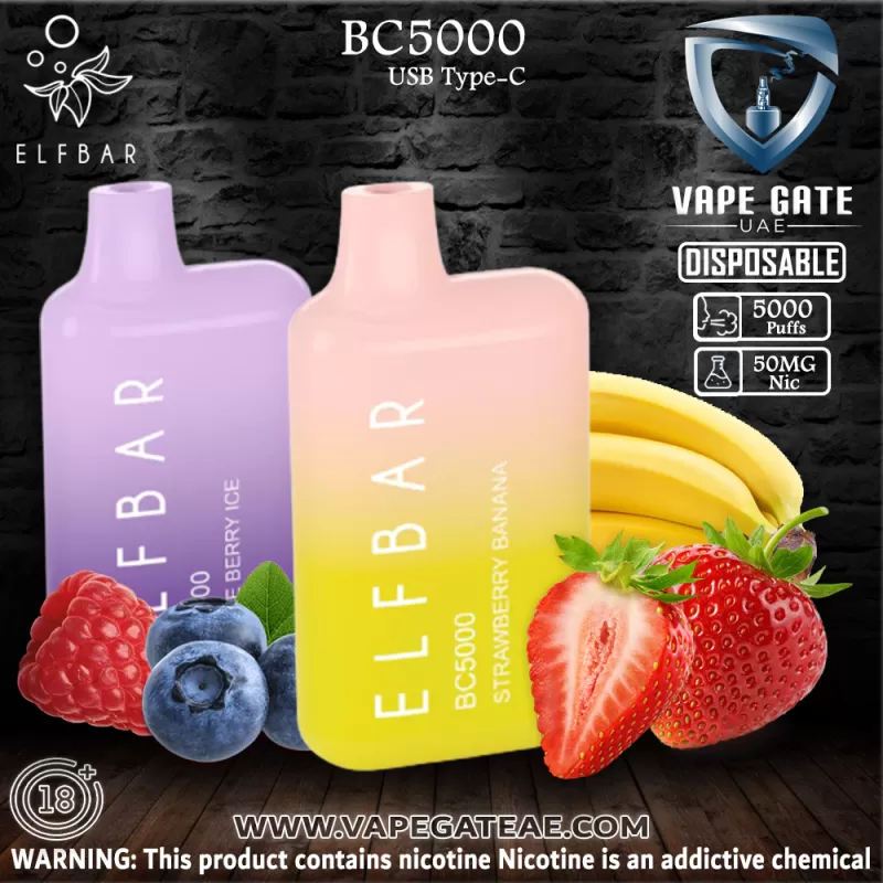 ELF Bar BC5000 Puffs Disposable Pod Device - Blue Razz Ice / 20 mg - Image 2
