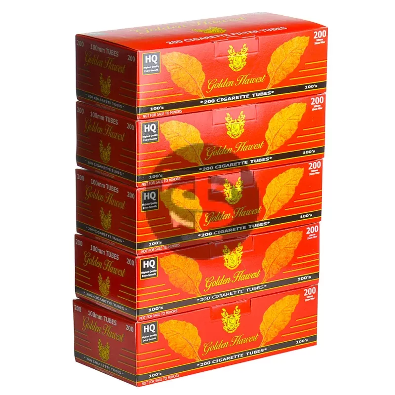 Golden Harvest Filter Tubes 100 mm Full Flavor 5 Cartons of 200
