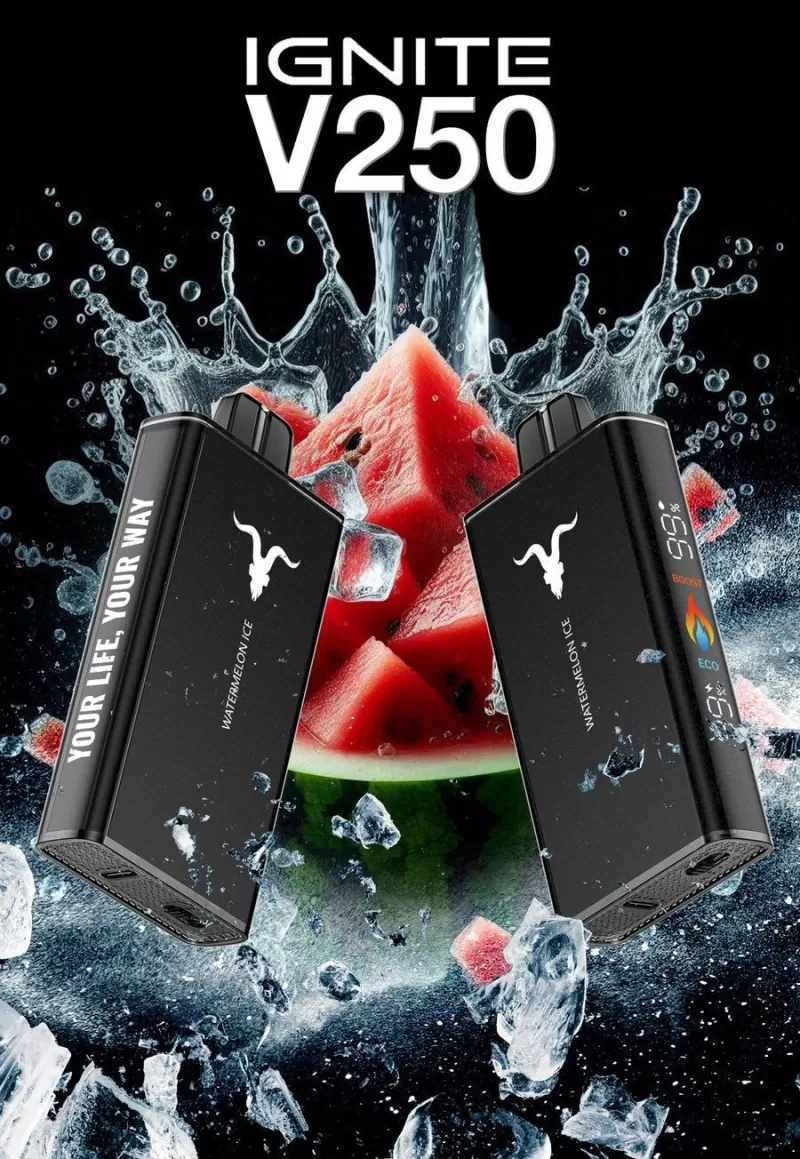 IGNITE - V250 Rechargeable Disposable Vape (25,000 Puffs) - Watermelon Ice / 50 mg - Image 3
