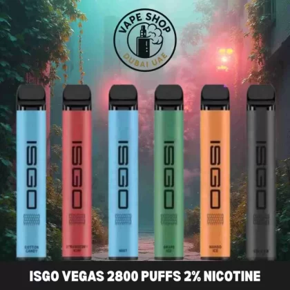 ISGO VEGAS 2800 Puffs 2% Nicotine Disposable Vape In Dubai UAE - 1 PACK / 1 DEVICE, FULL BOX 10 DEVICE; Blueberry, Brazilian Tobacco