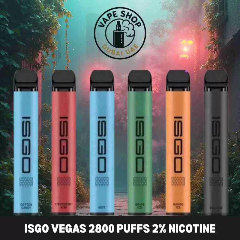 ISGO VEGAS 2800 Puffs 2% Nicotine Disposable Vape In Dubai UAE - 1 PACK / 1 DEVICE, FULL BOX 10 DEVICE; Blueberry, Brazilian Tobacco